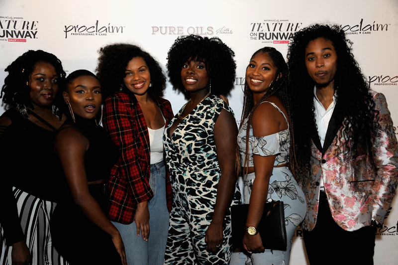 Influencers LaToya Fulmote, Avielle Amor, Tyla Lauren, Courtney Stradford and Giovanni Ferrer attend “Texture on the Runway,” presented by NaturallyCurly, on Sept. 7, 2017, in New York City. (Rabbani and Solimene Photography/Getty Images for NaturallyCurly)